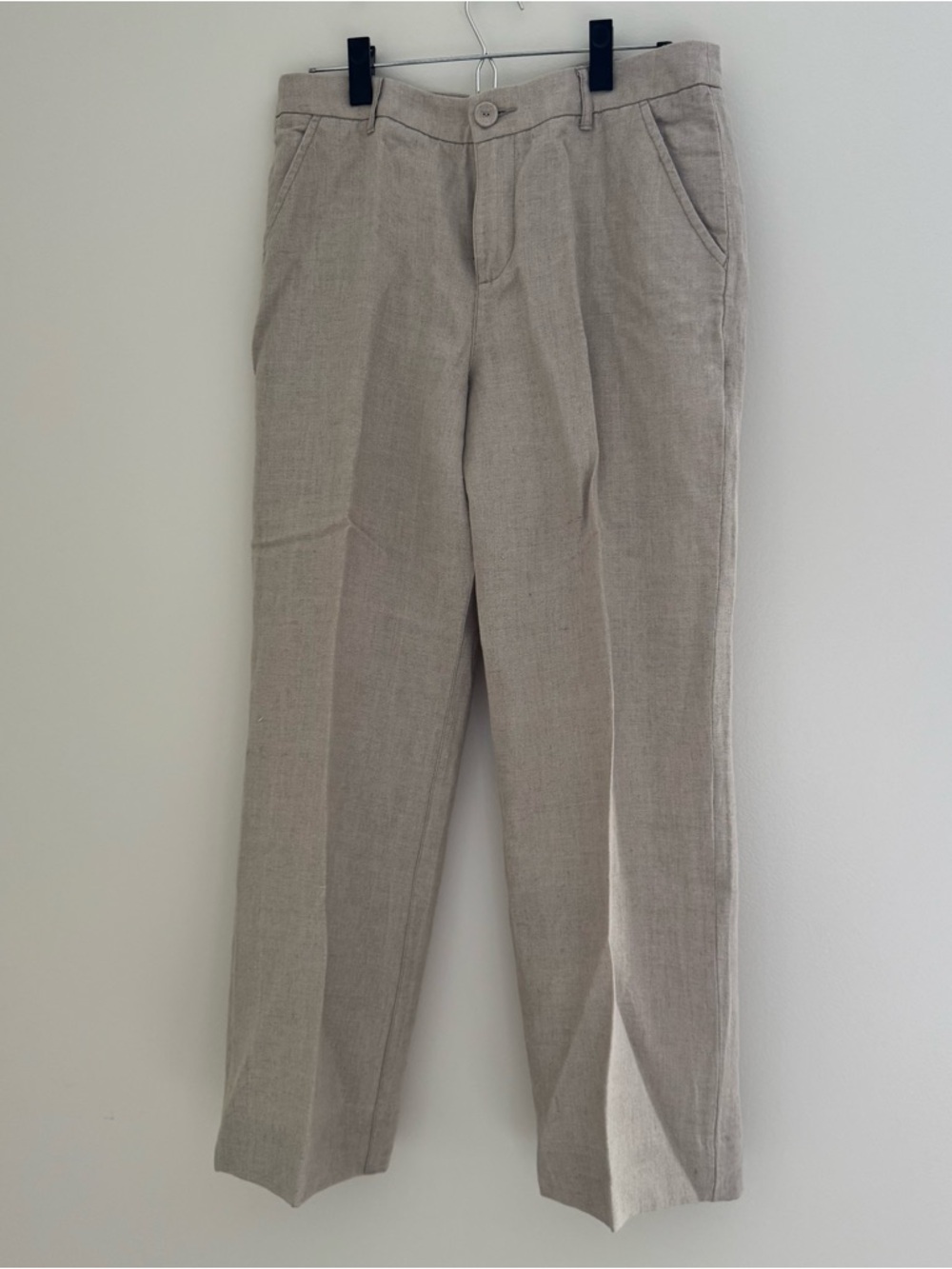 Garnet Hill Light Tan Straight-Leg Trousers